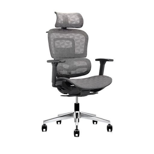 [Aero-Seat] Grey mesh seat & back. Tilt & lock. Adjustable back high and arms. Lumbar support. (optional head rest)