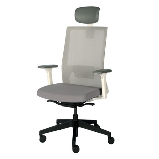 [ECO-WH] White frame, synchro mechanism, adjustable lumbar support & arms (optional head rest)