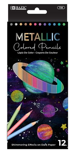 [735] 12 Metallic Colored Pencils