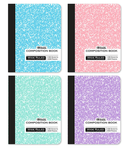 [5515] W/R 100 Ct. Pastel Color Marble Composition Book
