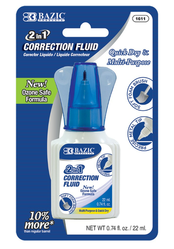 [1611] 0.74 FL OZ (22 mL) 2 in 1 Correction w/ Foam Brush Applicator & Pen Tip