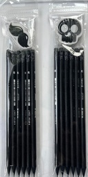 [B-Shapes] ADEL Blackline Natural Pencil, 2B, with Shapes Eraser, 6 Pk