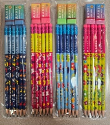 [K-Prime] ADEL Kids Pencil, with Prime Mash Erasers, 4 Colors, 6 Pk