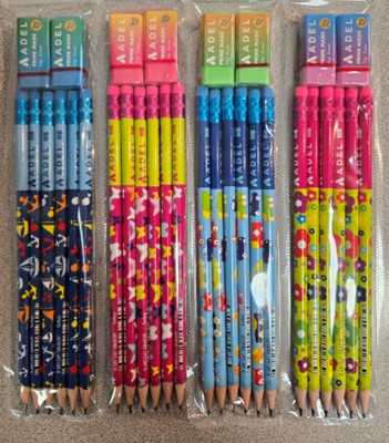 [K-Prime] ADEL Kids Pencil, with Prime Mash Erasers, 4 Colors, 6 Pk