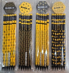 [B-Honey] ADEL Blackline Bee Pencil, 2B, with Honeycomb Eraser, 6 Pk