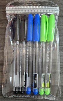 [Vega-BBG] ADEL Vega Ballpoint Pen, 6 pk (Black, Blue, Green)