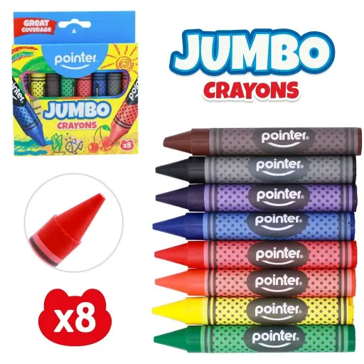 [CY-JB-8HQ-EN] CRAYONS, JUMBO, SET OF 8 COLORS