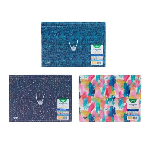 [FL1-52-EN] Expanding organizer file folder a4, 13 pockets with decorative upper/lower cover and elastic band closure, 1 piece