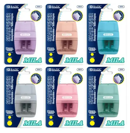 [1944]  Mila Dual Hole Sharpener w/ Square Receptacle + Eraser