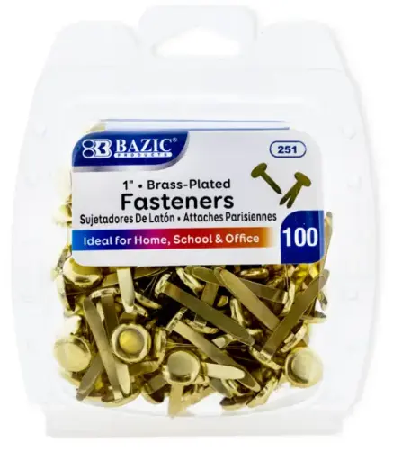 [251] 1" Brass-Plated Fasteners (100/Pack)