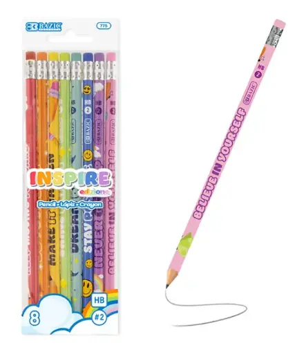 [775] Inspire Motivational Pencil w/ Eraser (8/pack)