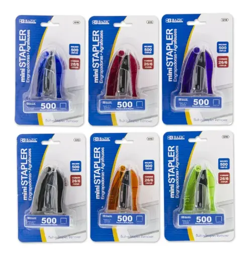 [619] Mini Stand-Up Standard (26/6) Stapler w/ 500 Ct. Staples