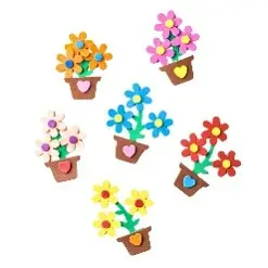 [SFM-019] 6 ct Foam Flowers in Pots, Assorted Colors, Size: 3.5" x 2.9"