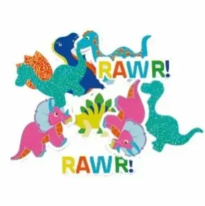 [SFM-035] 100pc Eva Foam Sticker with glitter - Dinosaur
