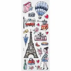 [SF-218] 21ct. Puffy Sticker - Paris,1 sheet, Approx 3.93x10in (10x25.4cm)