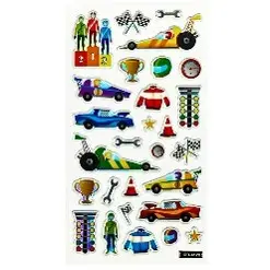 [SF-156] 28 ct. Puffy Sticker- Racing Car 3.4"x6.22"