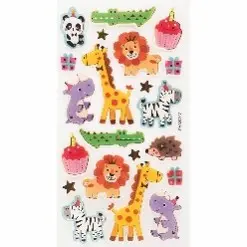 [SF-214] 21ct. Epoxy Laser Sticker with foil- animal, 1 sheet, Approx. 3.74x6.89in (9.5x17.5cm)