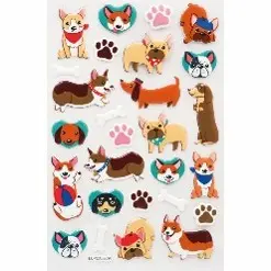 [SF-212] 27ct. Puffy Sticker - Dog, 1 sheet 3.93x5.9in (10x15cm)