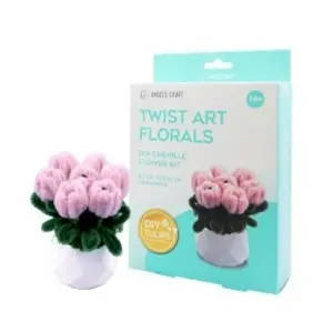 [CK-3002] Twist Art Floral DIY Kit- Tullips. Include: Pipe cleaner Plastic pot+pearl cotton+coral fleece+Hot melt glue                         