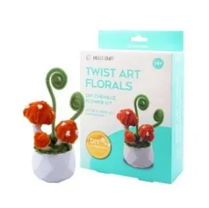 [CK-3006] Twist Art Floral DIY Kit - Mushroom. Include: Pipe Cleaners+Plastic pot+pearl cotton+coral fleece+Hot melt glue.  