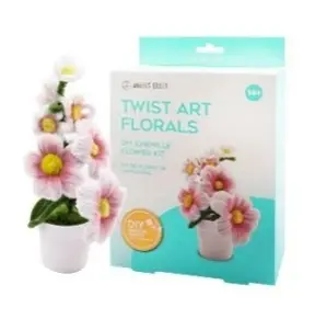 [CK-3007] DIY TWIST ART FLORALS - HIBISCUS ORCHID. Include: Pipe cleaner Plastic pot+pearl cotton+coral fleece+ Hot melt glue +Iron wire +Crepe tape       