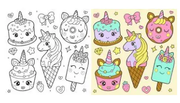 [CVS-056] Canvas Paint Set Paint by Number Sweet Treats Includes: 1 Wrapped Canvas 280g, + 6 colors of Acrylic Paint + 1 Paint Brush. Size: 11.8" x11.8" x0.67"