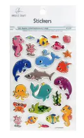 [SF-213] 23ct. Embossed Foil Sticker with sea animal, 1 sheet 3.93x5.9in (10x15cm)