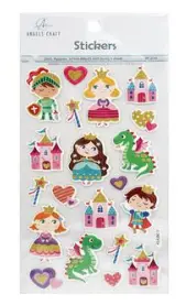 [SF-215] 20ct. Puffy Sticker - Princess, 1 sheet Approx. 3.74x6.89in (9.5x17.5cm)