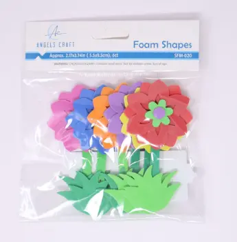 [SFM-020] 6 ct Foam Flowers Assorted Colors Size: 2.17" x 3.74"