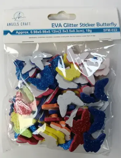 [SFM-022] 18g EVA Butterfly Glitter Stickers Assorted Colors Size: 1" x1"