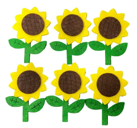 [SFT-050] 6 ct Felt Sun Flower, 3.46" x 2.28" (8.8 x 5.8cm)