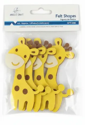 [SFT-056] 4 ct Felt Giraffe, Size: 4" x 1.97" (10.2x5cm)