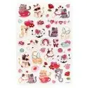 [SF-268] 36ct. Purrfect Love Cat Stickers, Sheet size: 8.27x5.51in (210x140mm)
