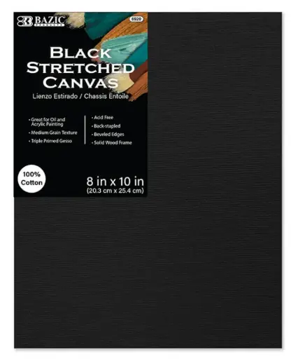 [6920] Black Color Stretched Canvas 8" x 10"