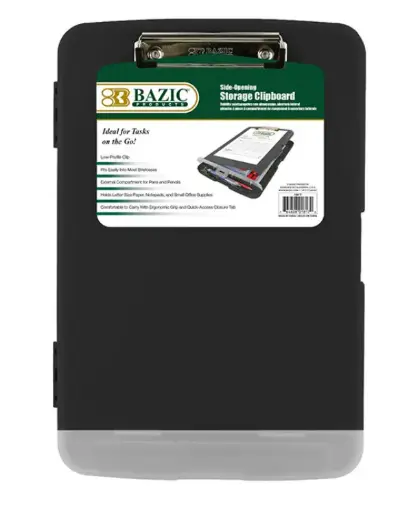 [1817] Black Clipboard with Storage & Pen Holder