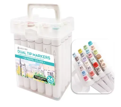 [ART-029] Angels Craft 24-Piece Set of Alcohol Dual Tip Markers in Pastel Colors