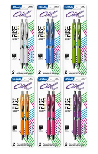 [1724] Ciel FUSE Tech Ink Retractable Pen w/ Rubberized Barrel & Metal Clip (2/Pack)