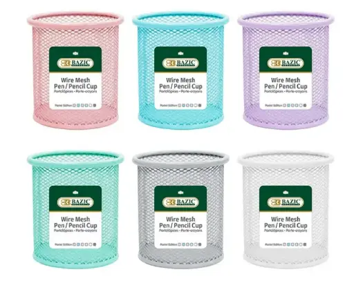 [2602] Assorted Color Wire Mesh Pen Cup Holder
