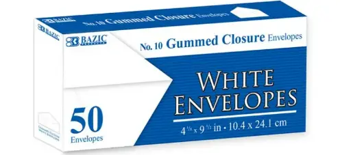 [8212] #10 White Envelopes w/ Gummed Closure (50/Pack)