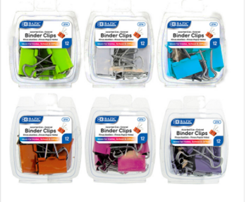[274] Assorted Size Color Binder Clip
(12/Pack)