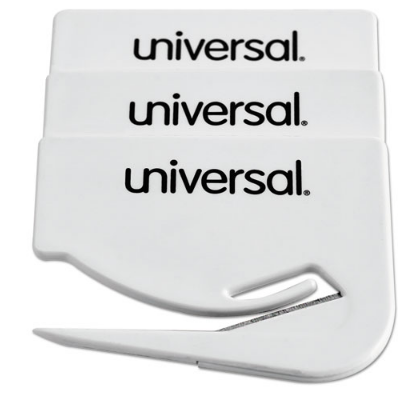 [UNV-31803] Letter Slitter Hand Letter Opener w/Concealed Blade, 2 1/2", White, 3/Pack(**)